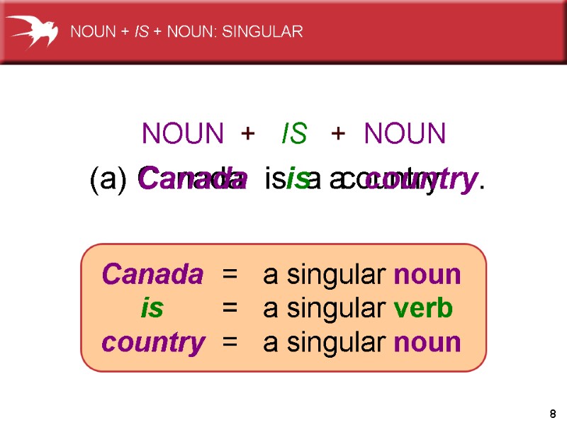 8 (a) Canada  is  a  country. (a) Canada   